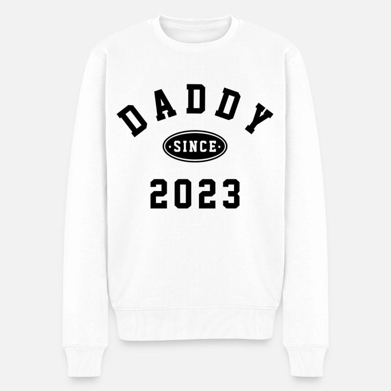DADDY SINCE 2023 - VATER WERDEN - NACHWUCHS - BABY - Männer Premium Bio Pullover - Weiß