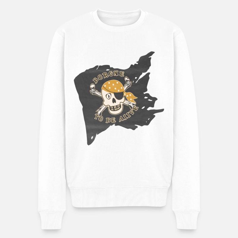 BORGNE TO BE ALIVE - Pull Premium bio Homme - blanc
