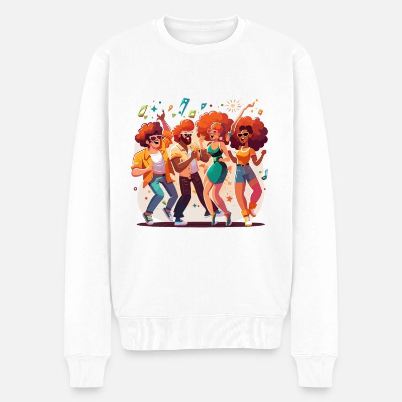 Disco-Nacht - Männer Premium Bio Pullover - Weiß