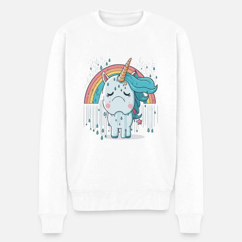Einhorn im Schmerz - Männer Premium Bio Pullover - Weiß