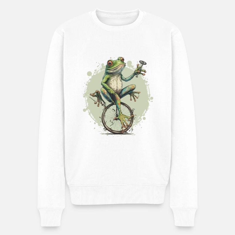 Frosch-Zirkus-Nummer - Männer Premium Bio Pullover - Weiß