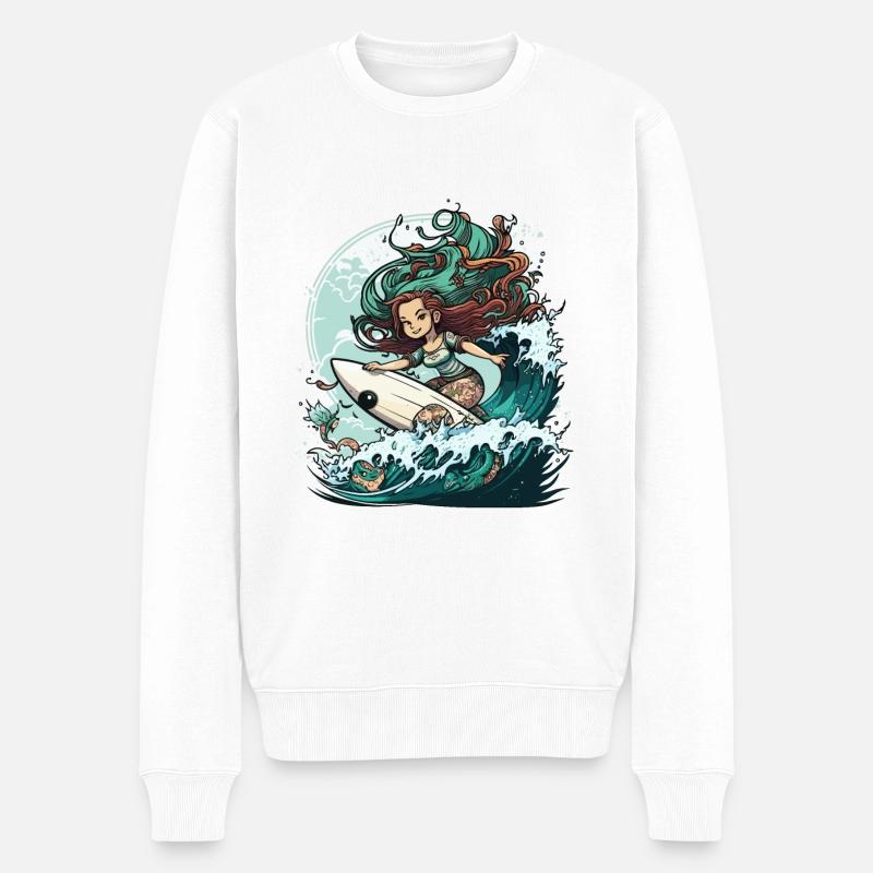 Sirène de surf - Pull Premium bio Homme - blanc