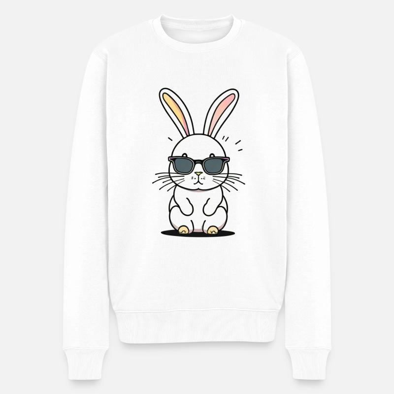 Lapin lunettes de soleil - Pull Premium bio Homme - blanc