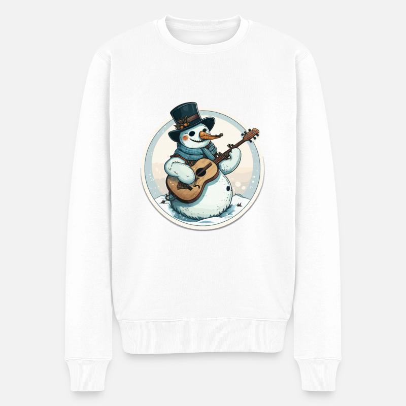 Lustige Schneemann-Marmeladen - Männer Premium Bio Pullover - Weiß