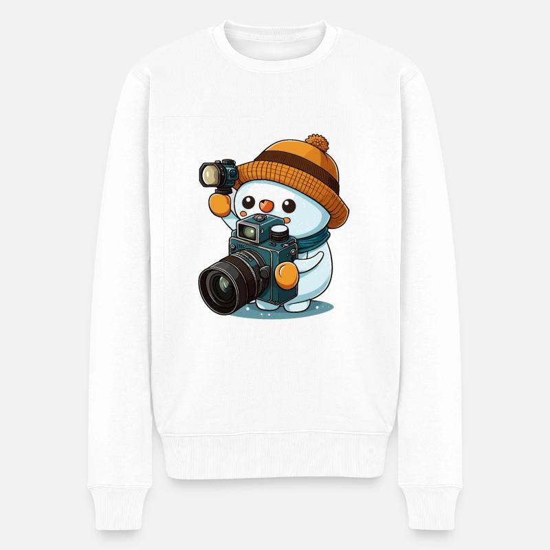Verschneiter Fotograf - Männer Premium Bio Pullover - Weiß
