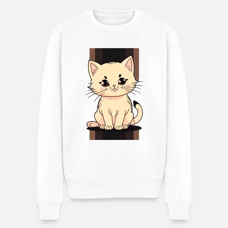 Kätzchen Niedlich - Männer Premium Bio Pullover - Weiß