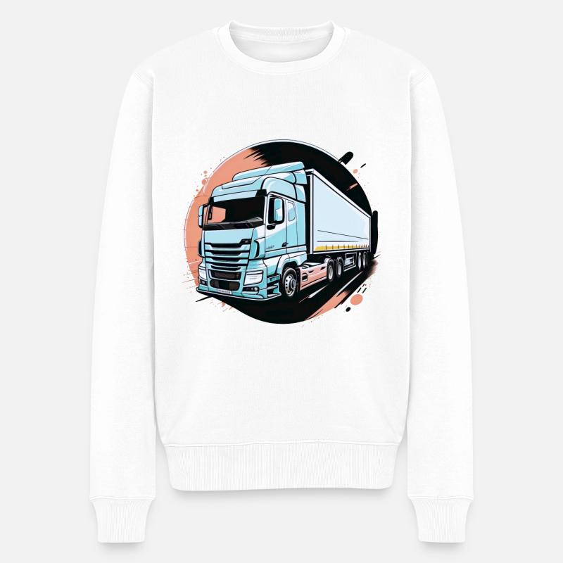 Sattelzugmaschine - Männer Premium Bio Pullover - Weiß