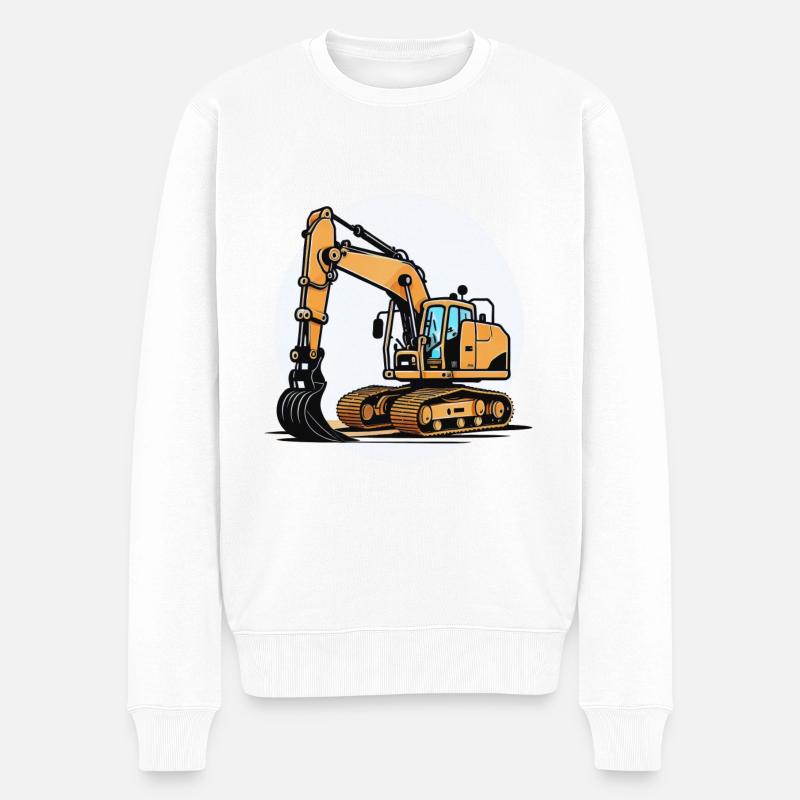 Der Bagger - Männer Premium Bio Pullover - Weiß