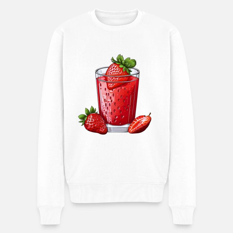 Erdbeersirup - Männer Premium Bio Pullover - Weiß