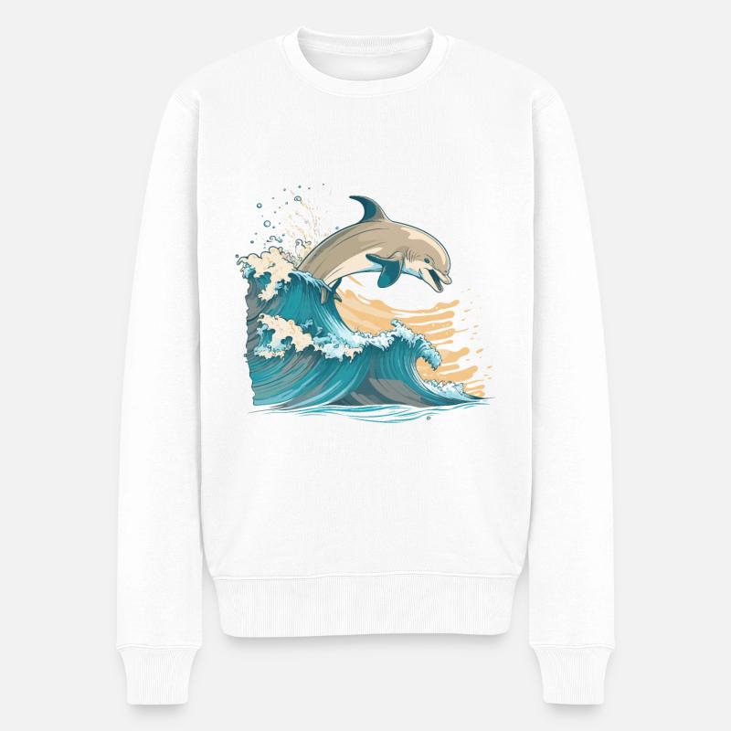 Le dauphin joyeux - Pull Premium bio Homme - blanc