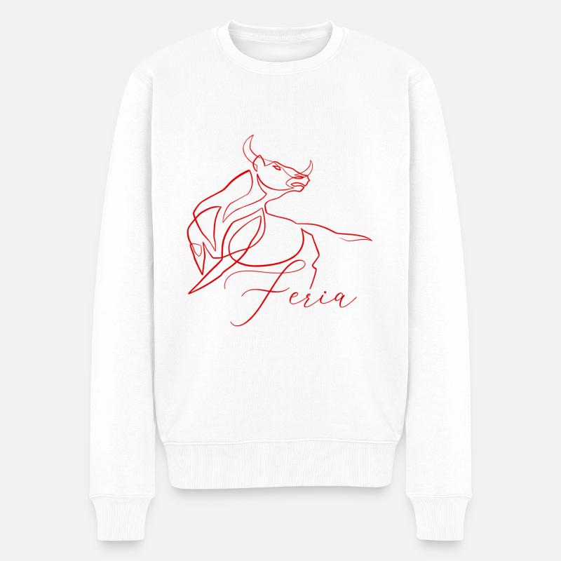 Feria-Strichzeichnungen - Männer Premium Bio Pullover - Weiß