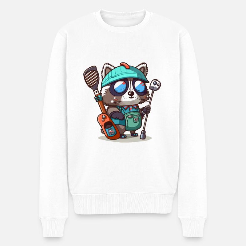 Waschbär-Golfer - Männer Premium Bio Pullover - Weiß