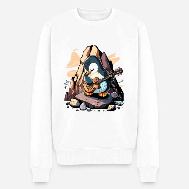 Rockin Pinguin - Männer Premium Bio Pullover - Weiß
