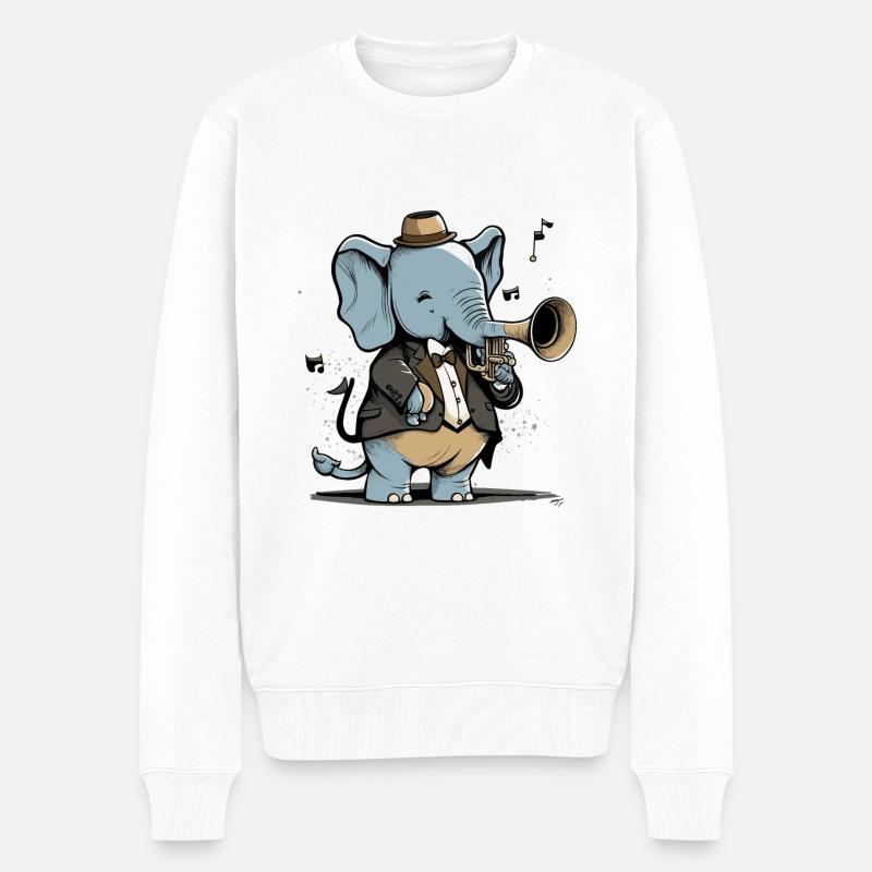 Jazziger Elefant - Männer Premium Bio Pullover - Weiß