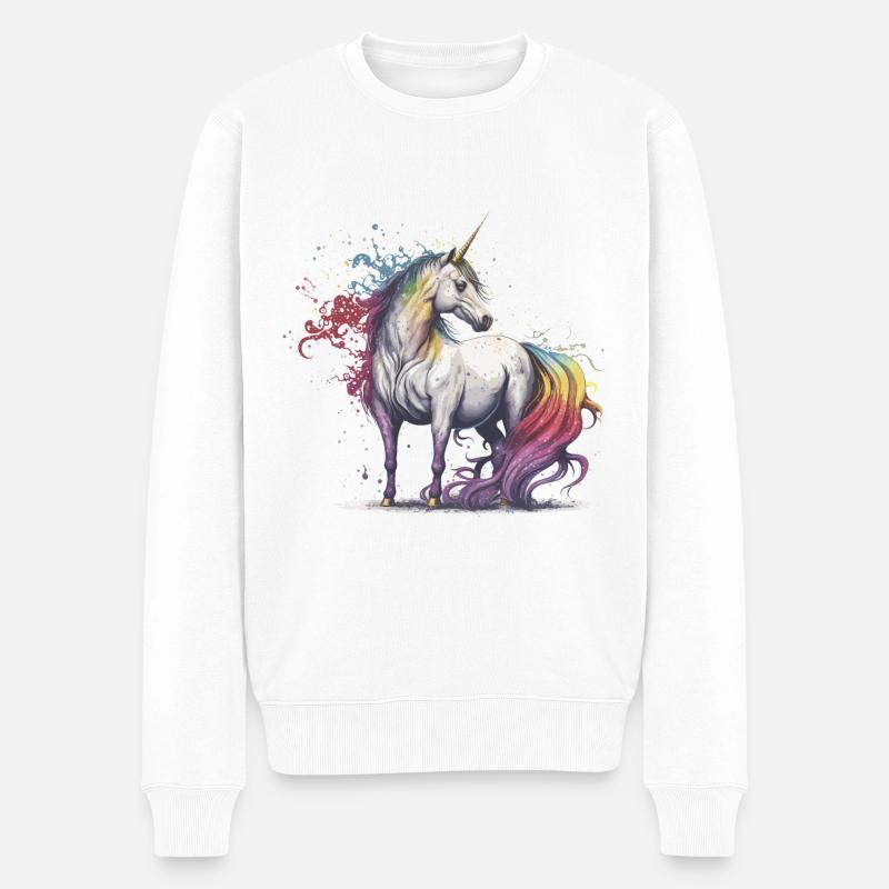 Magisches Einhorn - Männer Premium Bio Pullover - Weiß