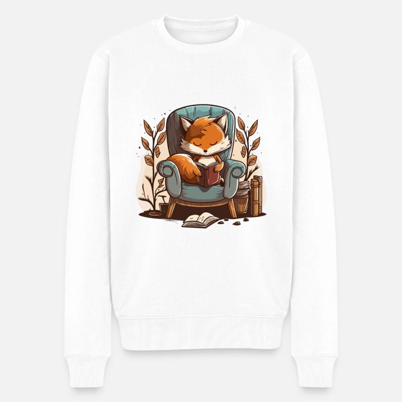 Foxy Reader - Männer Premium Bio Pullover - Weiß