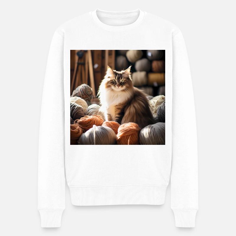 Chat à Yarn Paradise - Pull Premium bio Homme - blanc