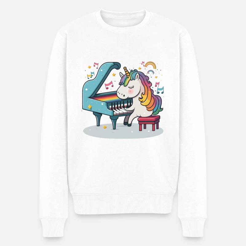 Regenbogen-Harmonie - Männer Premium Bio Pullover - Weiß
