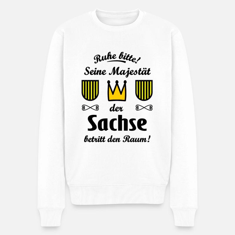 Seine Majestät der Sachse - Männer Premium Bio Pullover - Weiß