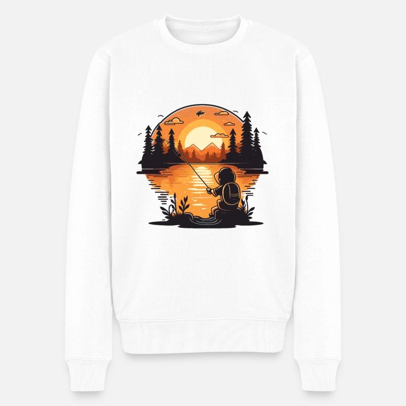 Frühaufsteher fangen - Männer Premium Bio Pullover - Weiß