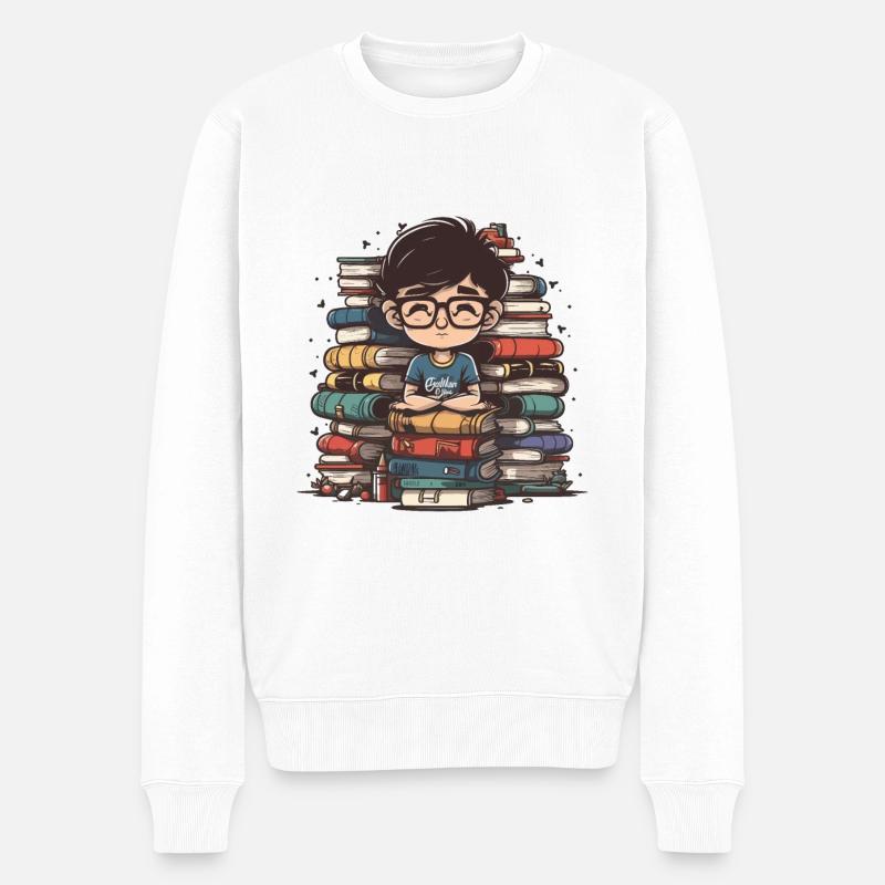 Bücherfreund - Männer Premium Bio Pullover - Weiß