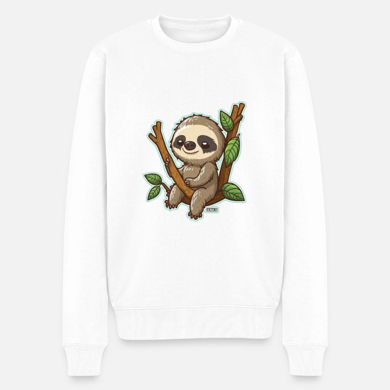 Chill Faultier - Männer Premium Bio Pullover - Weiß