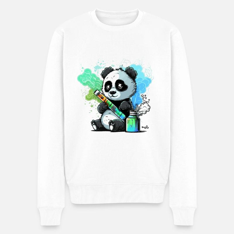Panda Dampfer - Männer Premium Bio Pullover - Weiß