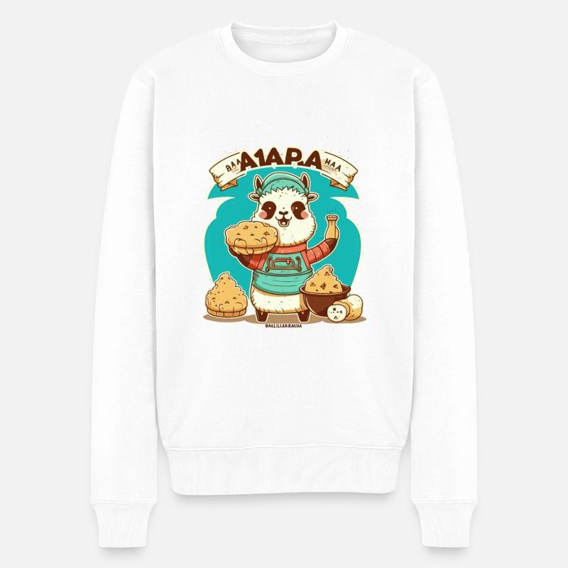 Lamas Köstliche Köstlichkeiten - Männer Premium Bio Pullover - Weiß