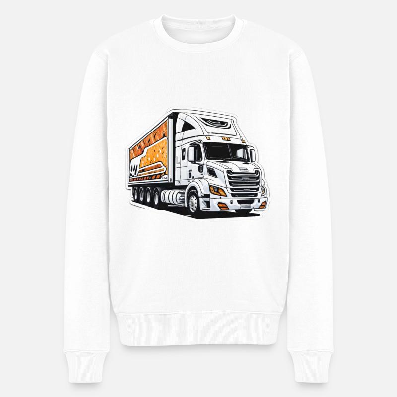 Sattelzugmaschine - Männer Premium Bio Pullover - Weiß