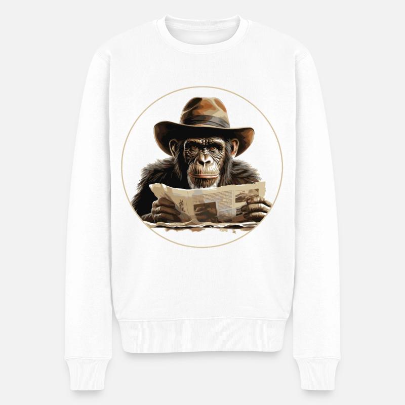 Singe sérieux #4 - Pull Premium bio Homme - blanc