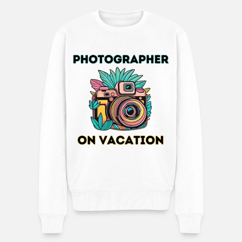 Fotograf im Urlaub - Männer Premium Bio Pullover - Weiß