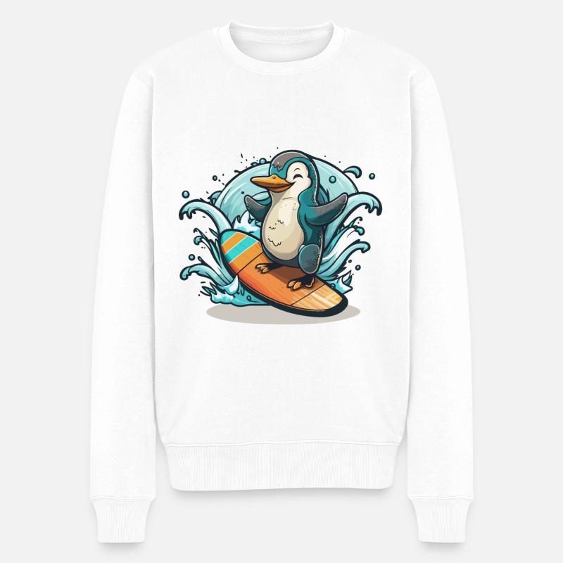 Ondes de pingouin - Pull Premium bio Homme - blanc