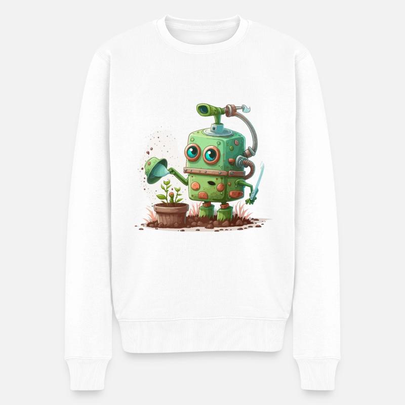 Grüner Daumen, Metallfinger - Männer Premium Bio Pullover - Weiß