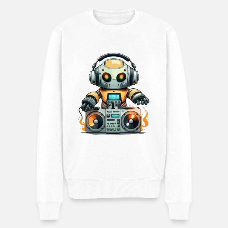 DJbot - Männer Premium Bio Pullover - Weiß
