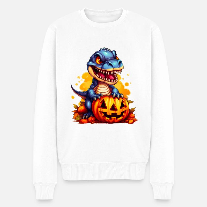 Halloween T-Rex - Männer Premium Bio Pullover - Weiß