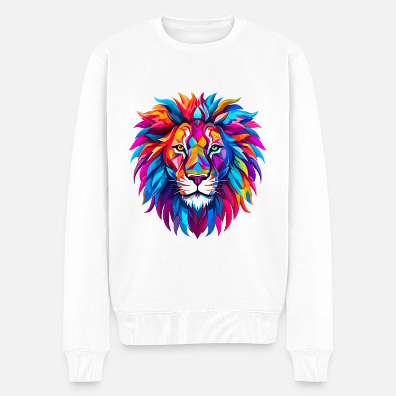 Lion polygonal - Pull Premium bio Homme - blanc