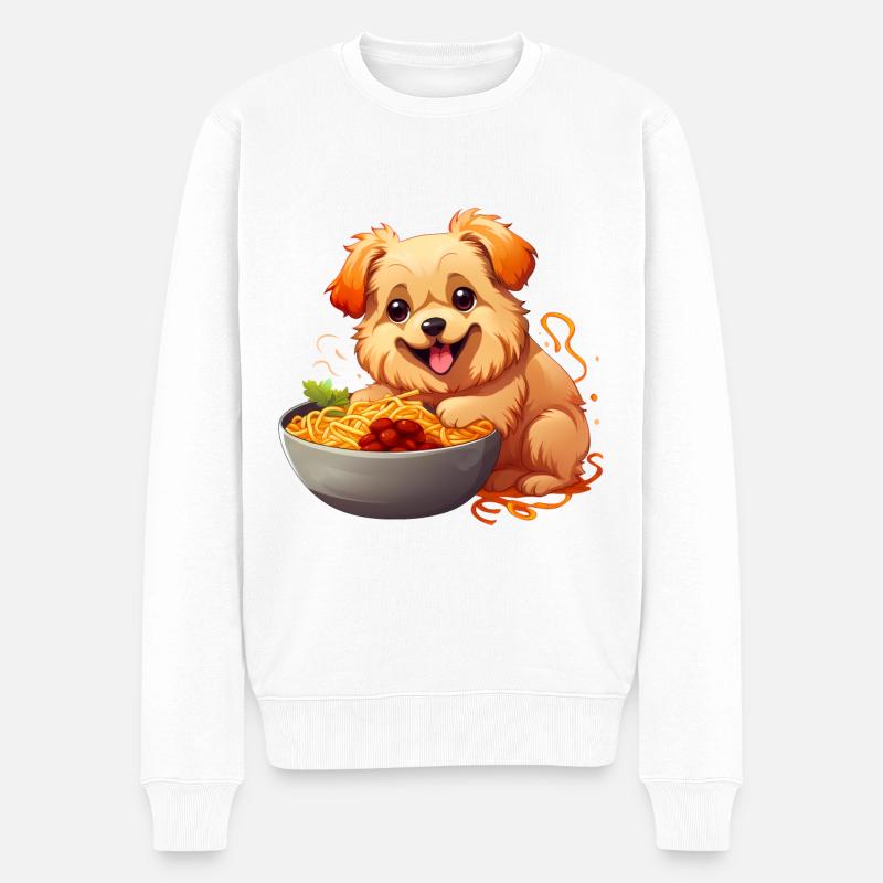 Ramen Hündchen - Männer Premium Bio Pullover - Weiß