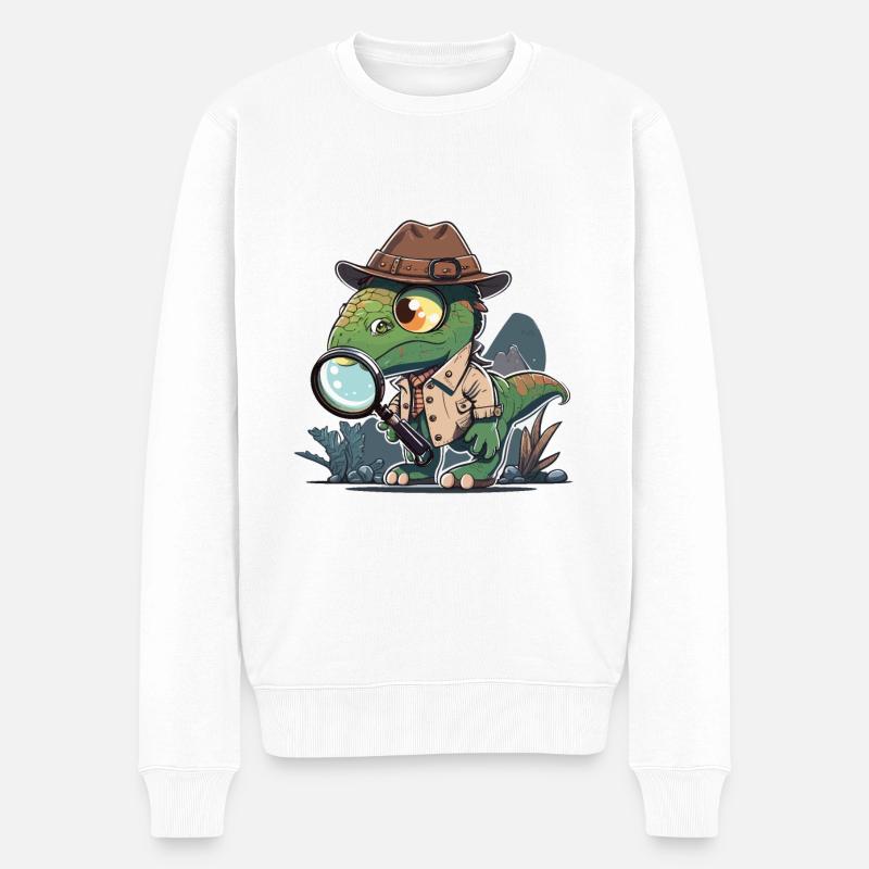 Dinosaurier-Detektiv - Männer Premium Bio Pullover - Weiß
