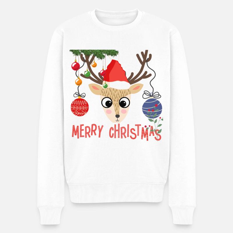 Merry Christmas funny - Männer Premium Bio Pullover - Weiß