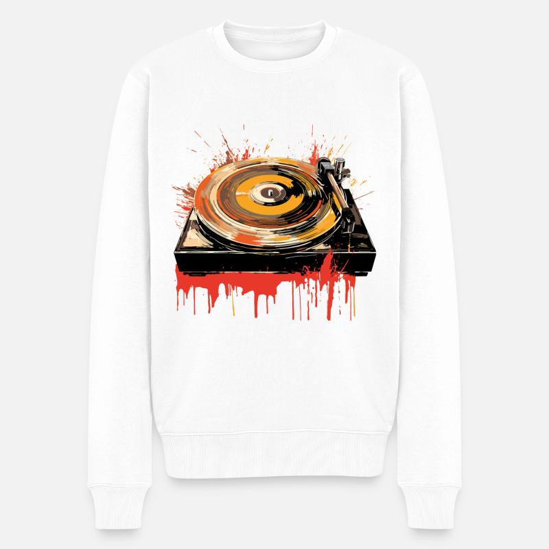 Vinyl Schallplatte Platte LP Plattenspieler Retro - Männer Premium Bio Pullover - Weiß