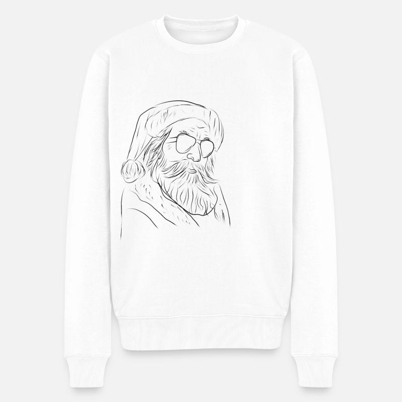 Weihnachtsmann Zeichnung - Männer Premium Bio Pullover - Weiß