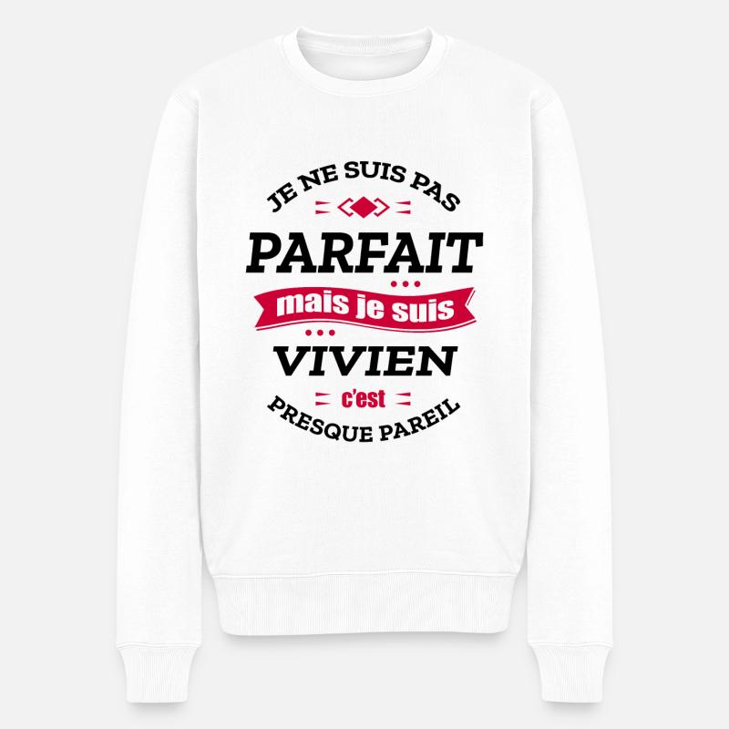 VIVIEN PARFAIT - PRENOM VIVIEN - Pull Premium bio Homme - blanc