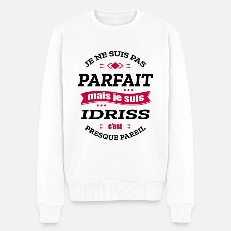 IDRISS PARFAIT - PRENOM IDRISS - Pull Premium bio Homme - blanc