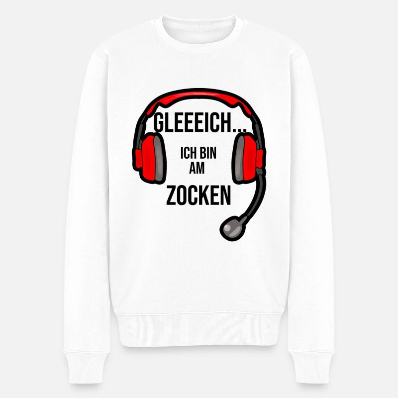 Gleich ich bin am zocken - Männer Premium Bio Pullover - Weiß