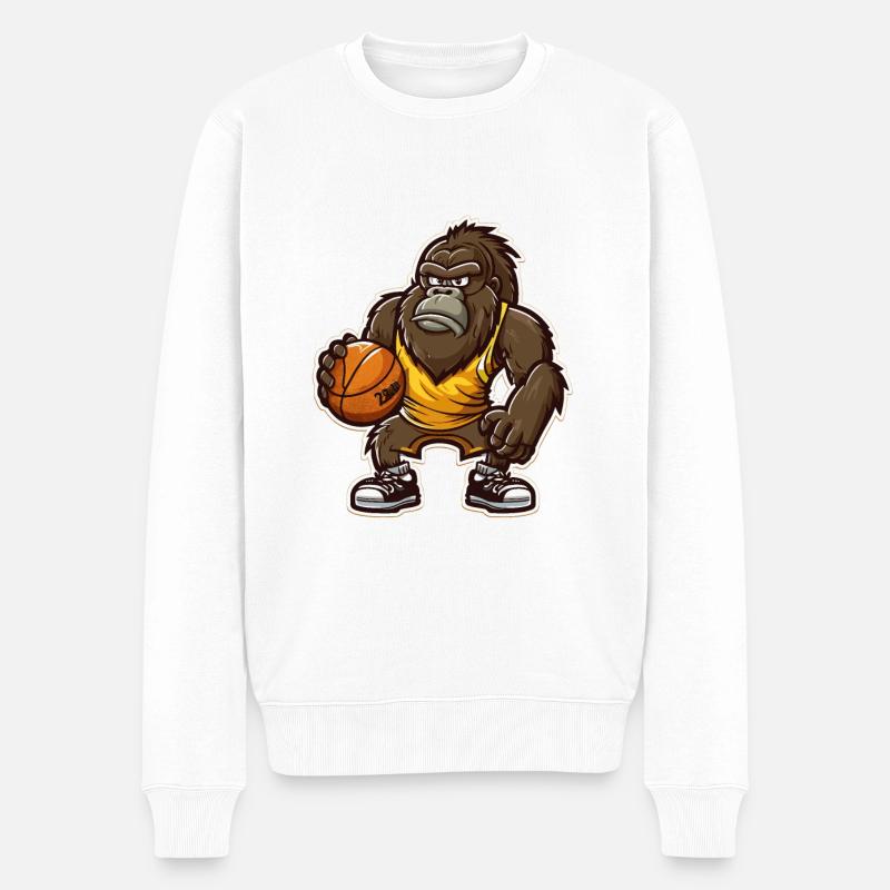 Gorilla Power Forward - Männer Premium Bio Pullover - Weiß