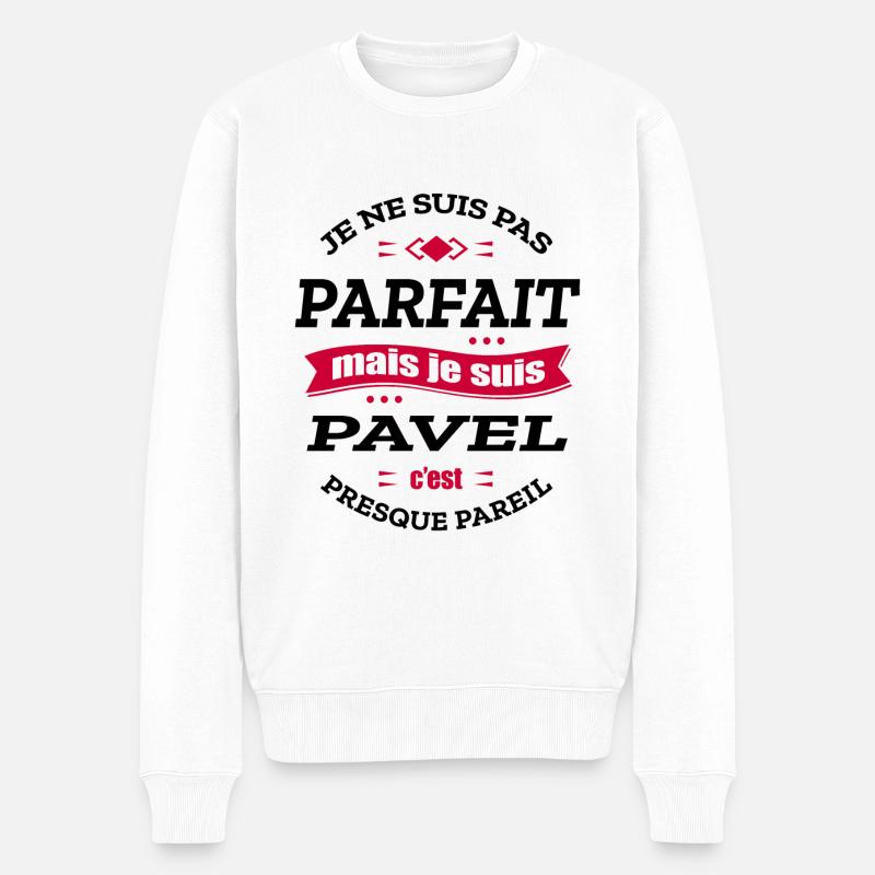 PAVEL PARFAIT - PRENOM PAVEL - Pull Premium bio Homme - blanc