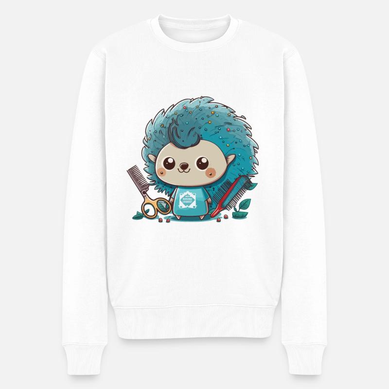 Igel Friseursalon - Männer Premium Bio Pullover - Weiß