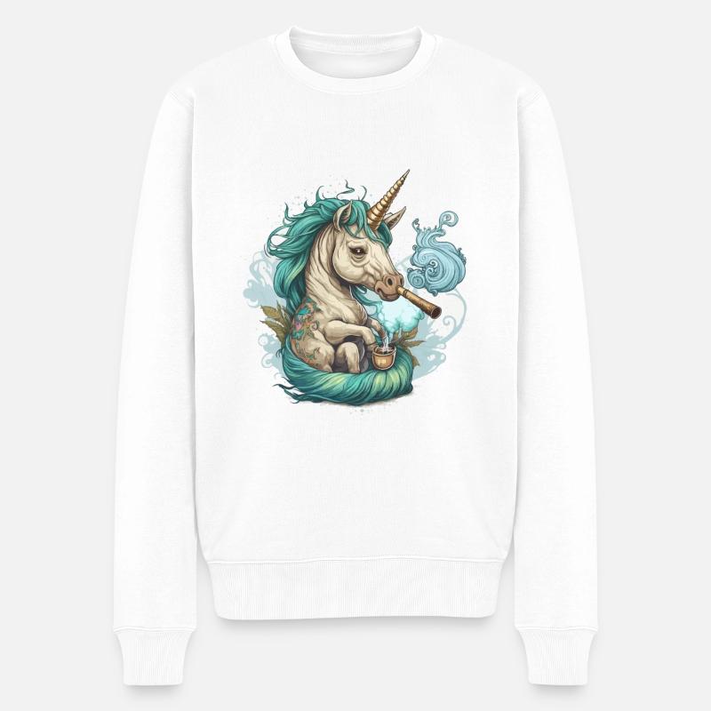 Einhorn-Träume - Männer Premium Bio Pullover - Weiß