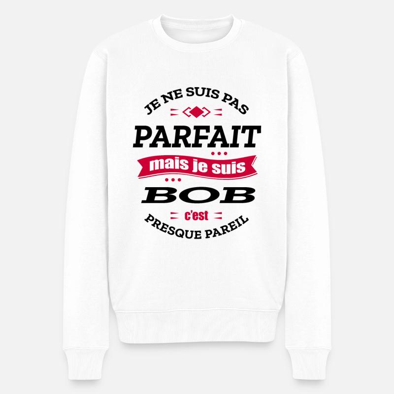 BOB PARFAIT - PRENOM BOB - Pull Premium bio Homme - blanc