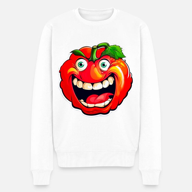Böse Tomate - Männer Premium Bio Pullover - Weiß